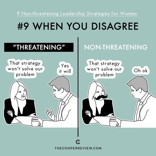 Non-threatening leadership strategies for women - tip 9 - cooperreview.com - labourflaws.com
